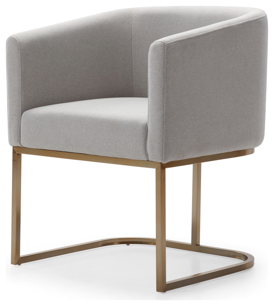 Modrest Yukon Modern Light Grey Fabric + Antique Brass Dining Chair