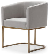 Modrest Yukon Modern Light Grey Fabric + Antique Brass Dining Chair