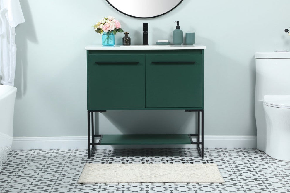 Sue 36" Single Bathroom Vanity, Green