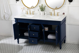 Lewis 60" Double Bathroom Vanity, Blue