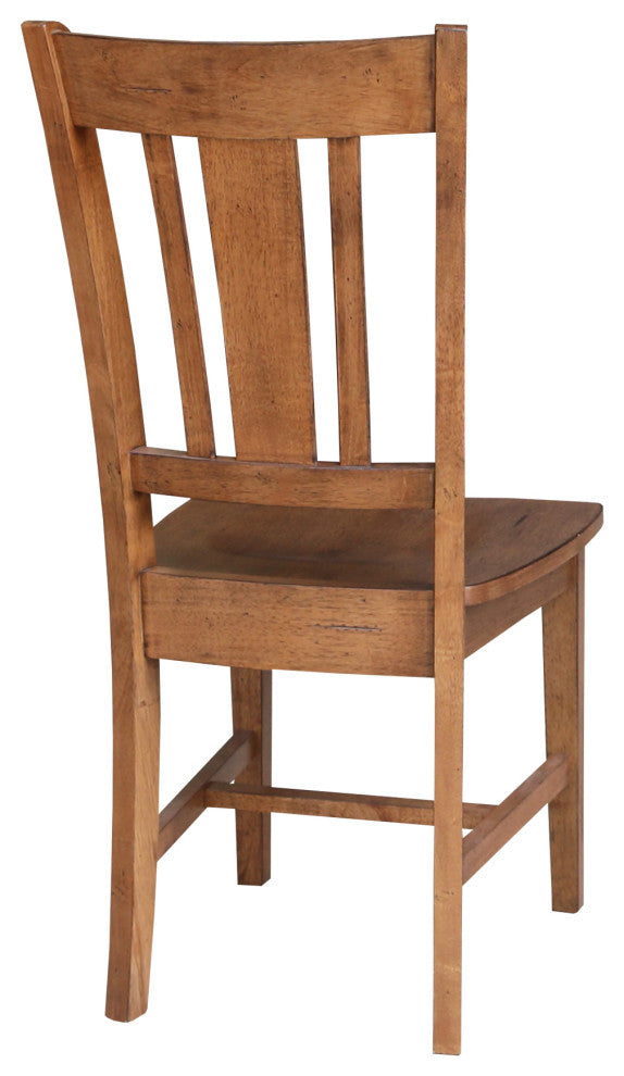 Set of Two San Remo Slat Back Chairs, Distressed Oak
