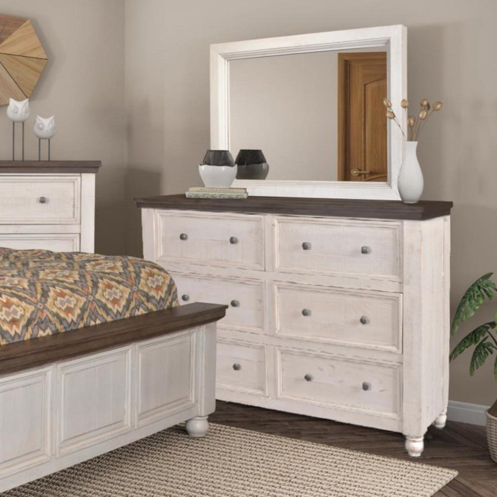 Rustic French 6 Drawer Double Dresser