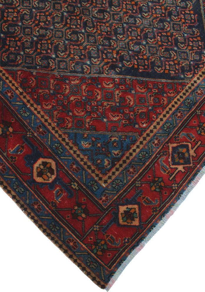 Vintage Distressed Phillis Blue Rug, 6'4x9'9
