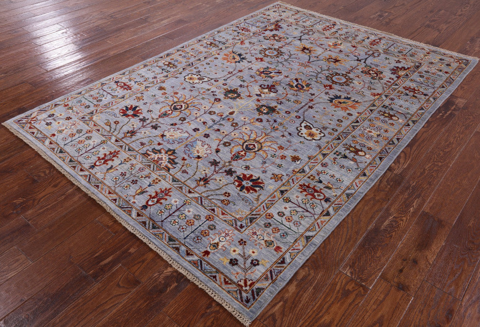 5' 7" X 7' 11" Persian Tabriz Hand Knotted Wool Rug Q7674