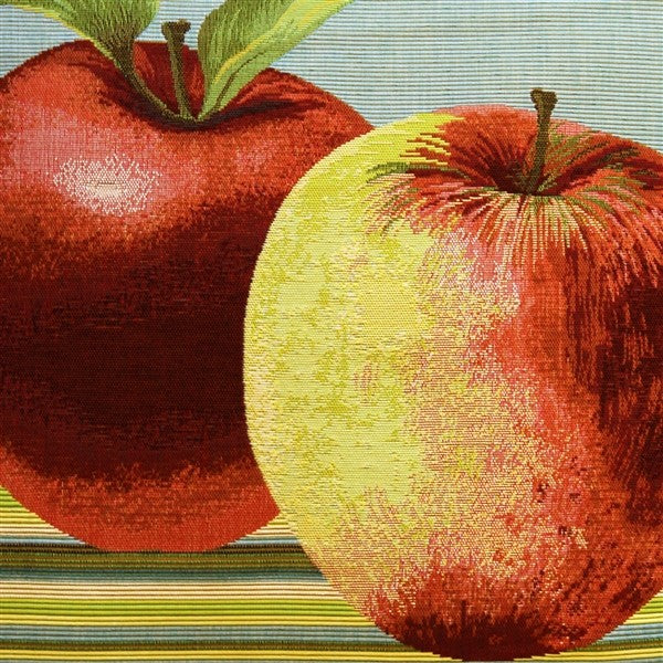 Pillow Decor - Fresh Apples on Blue 19 x 19 Throw Pillow