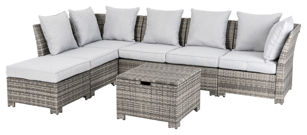 7 Piece Outdoor Patio All-Weather Wicker Sectional