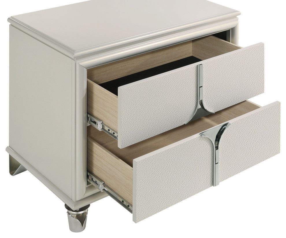 Olivia 2-drawer Nightstand Bedside Table Pearl White