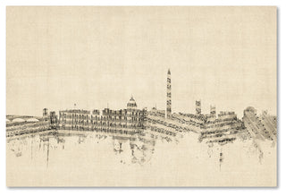 'Washington, DC Skyline Sheet Music' Canvas Art by Michael Tompsett