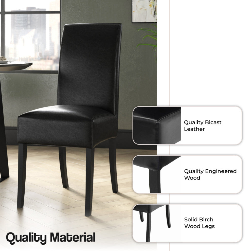 Valencia Dining Side Chair, Black, Split Leather