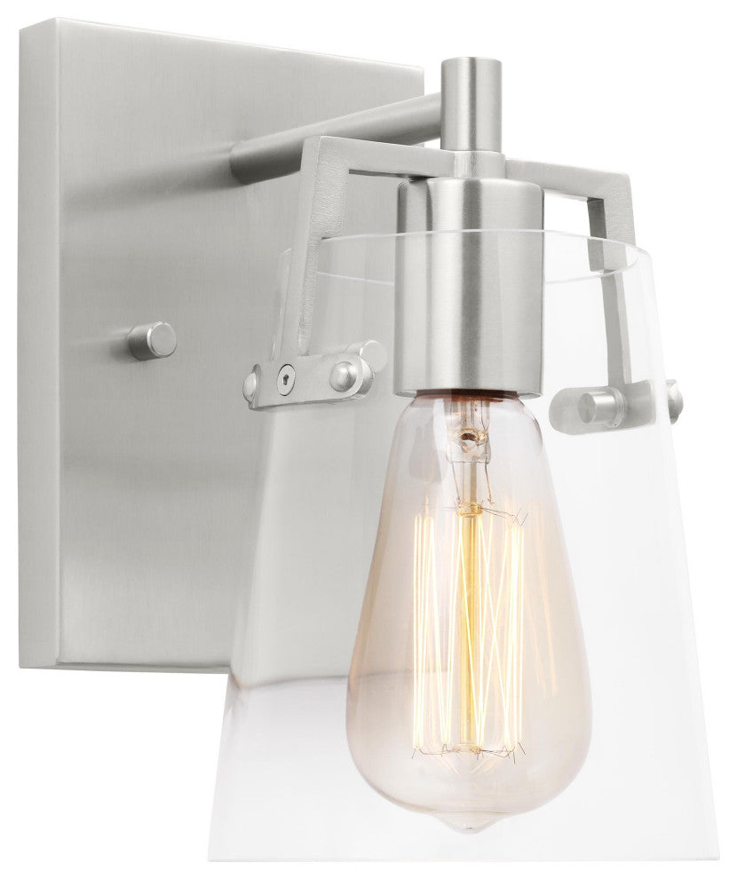 Crofton Small Sconce, Brushed Steel