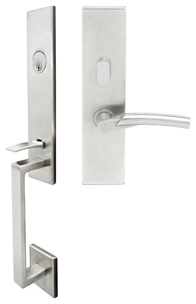 Phoenix Lever, Mortise Entry Handleset, Left Hand Reverse, Satin Stainless Steel
