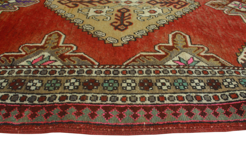 Semi-Antique Darling Rust/Beige Runner, 3'6x9'5