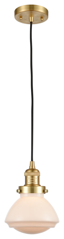 Olean 1 Light Mini Pendant, Satin Gold, Matte White