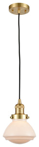 Olean 1 Light Mini Pendant, Satin Gold, Matte White