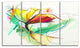 Still Life of Yellow Red Color Flower, Floral Canvas Print, 48"x28", 4 Panels