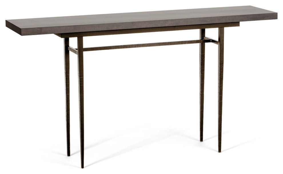 Wick 60" Console Table, Bronze Finish, Maple Espresso Accents