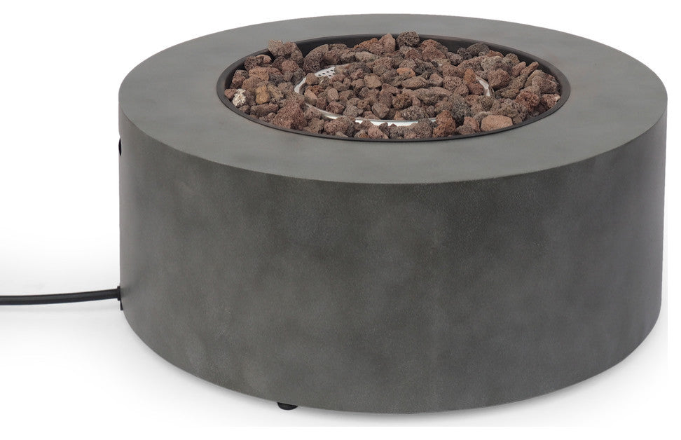 Hemmingway Outdoor Round Fire Pit With Tank Holder, Concrete Finish