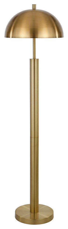 58" Brass Traditional Shaped Floor Lamp With Brass Dome Shade