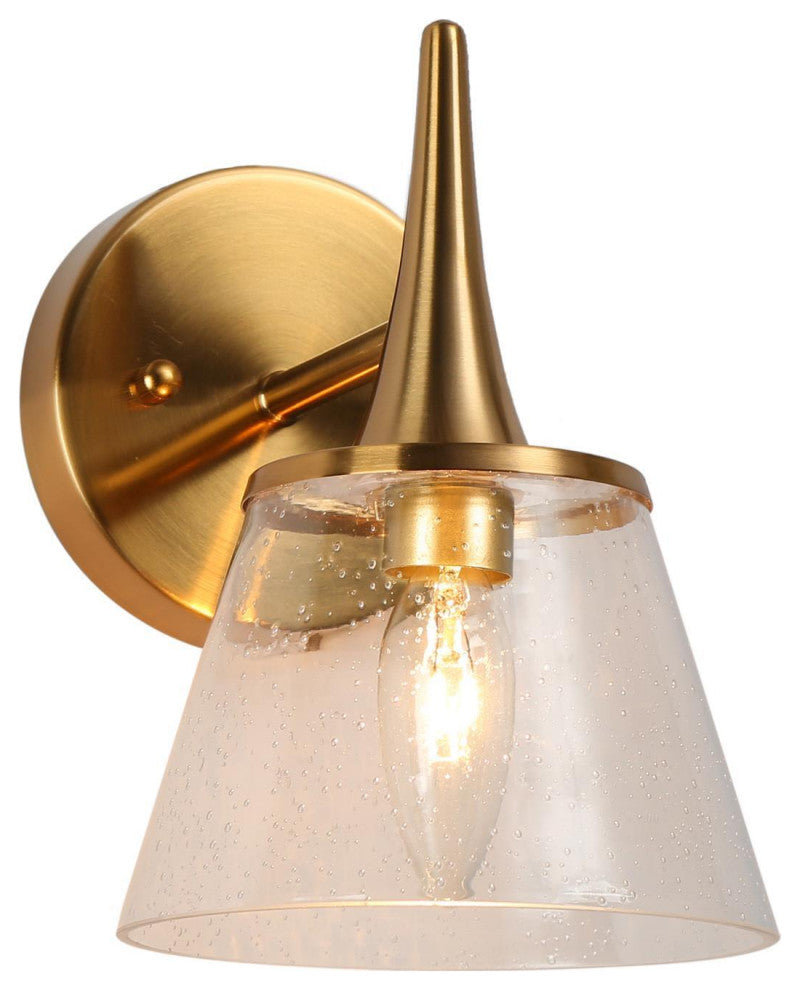 LNC 6" W 1-Light Polished Gold with Seeded Glass Modern Wall Sconce