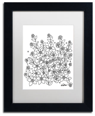 KCDoodleArt 'Simple Flower Doodle 2' Art, Black Frame, White Matte, 11"x14"