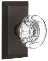 Double Studio Plate With Round Clear Crystal Knob, Oil-Rubbed Bronze