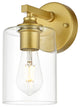 1 Light Brass And Clear Bath Sconce