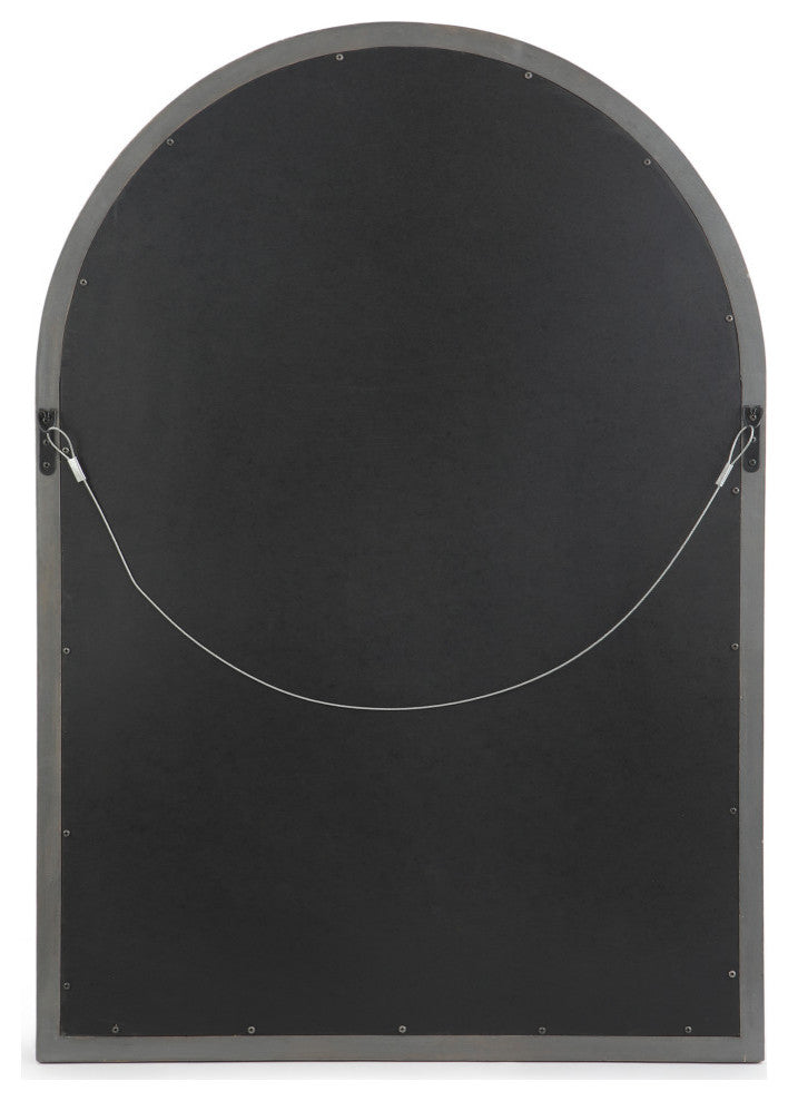 Sebastiane Traditional Arched Windowpane Mirror, Gray Wash
