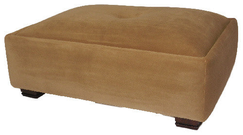 Grand Deco Tufted Suede Footstool - Available in 7 colors, Creme
