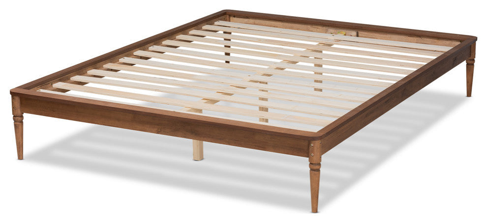Starr Traditional Queen Size Bed Frame, Walnut Brown