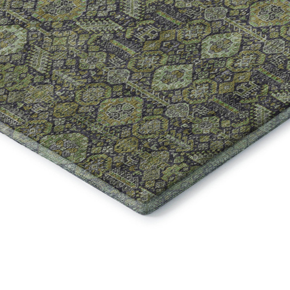 Premium Machine Washable Mayfield AMF574 Green 2'3" x 7'6" Runner Rug