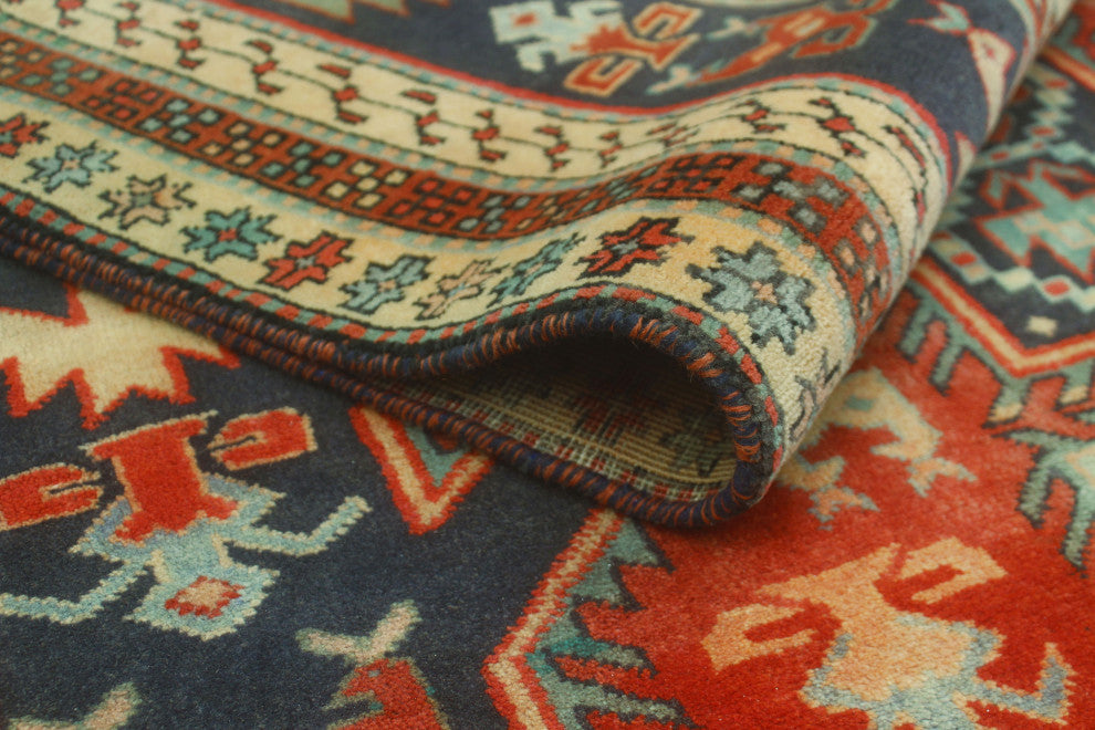 Fine Vintage Distressed Mitzi Navy/Red Runner, 4'1x9'11