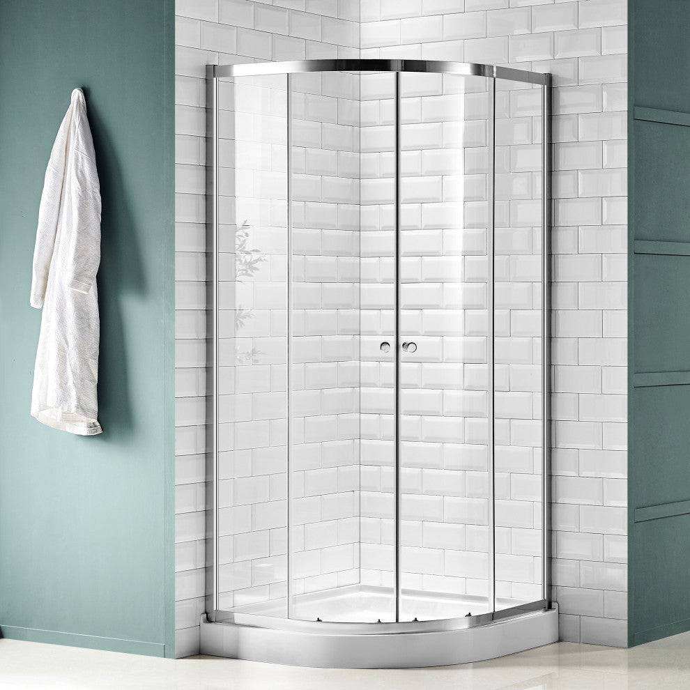 ANZZI Mare 35" x 76" Framed Sliding Shower Enclosure, Polished Chrome