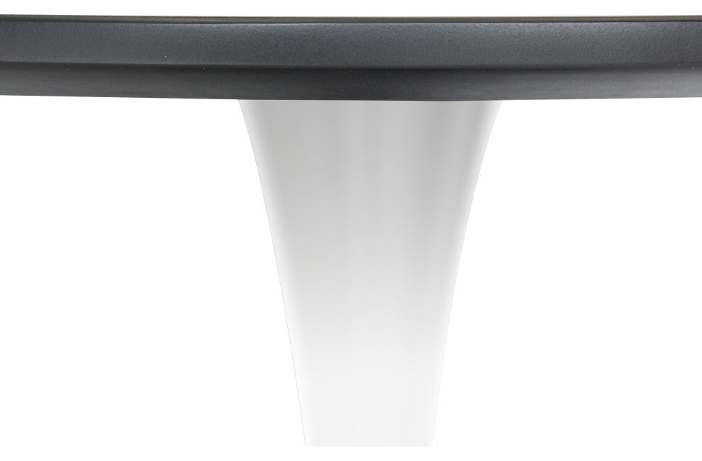 Round Dining Table 35" MDF Wood Tabletop in Steel for Dining Room & Kitchen, White/Black