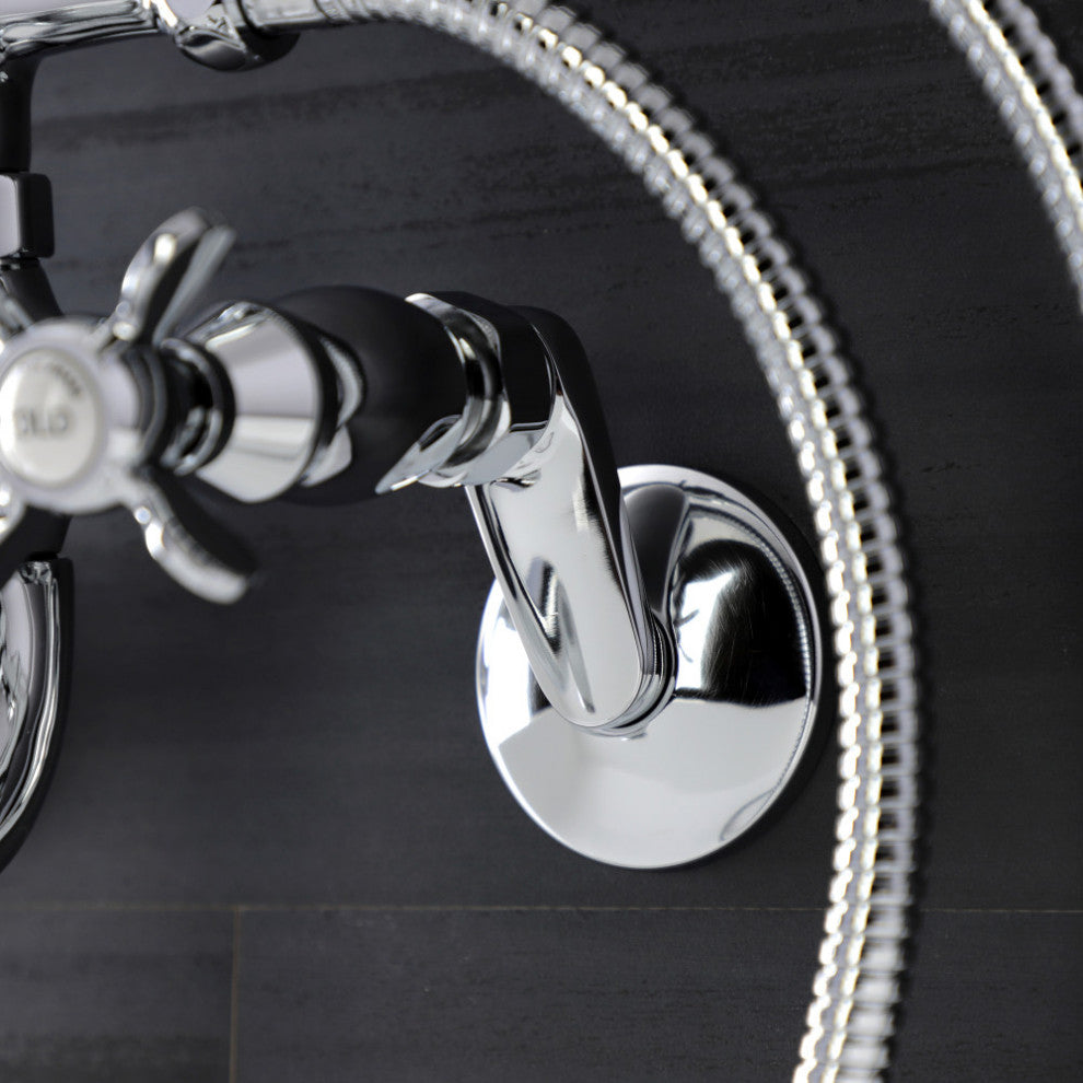 KS246C Wall Mount Clawfoot Tub Faucet With Hand Shower, Polished Chrome