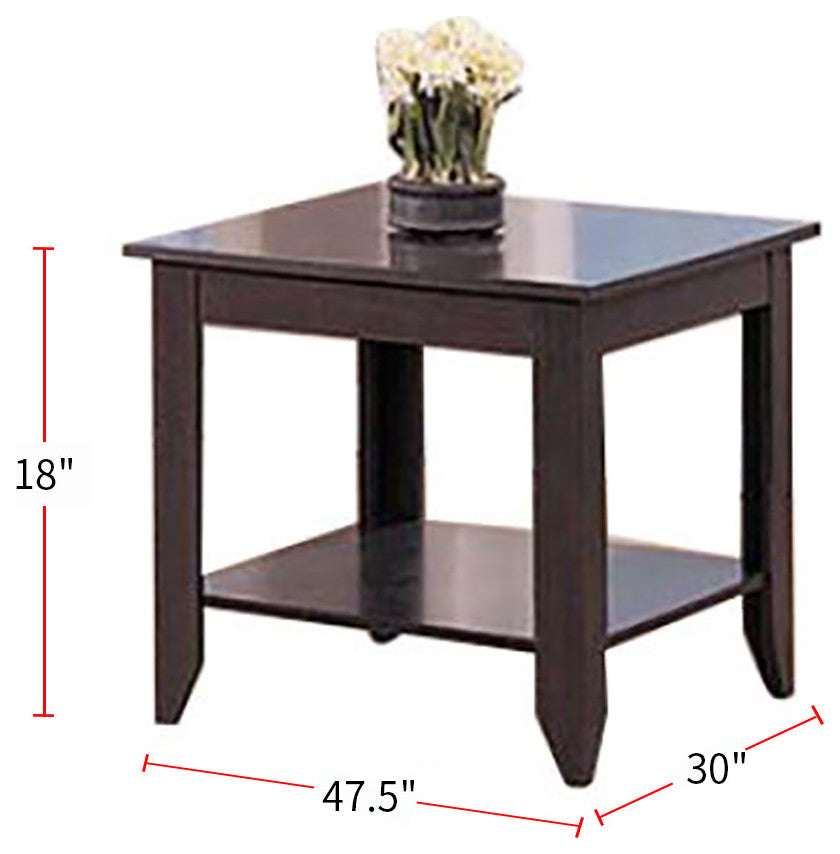 3 Piece Wood Table Set With Bottom Shelf, Cappuccino