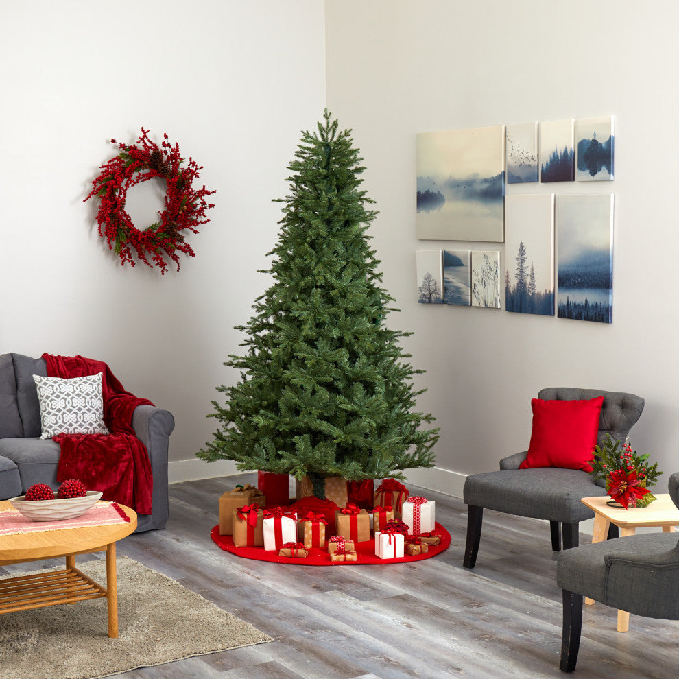 7.5' New Hampshire Spruce Faux Xmas Tree W/650 White Lights & Bendable Branches