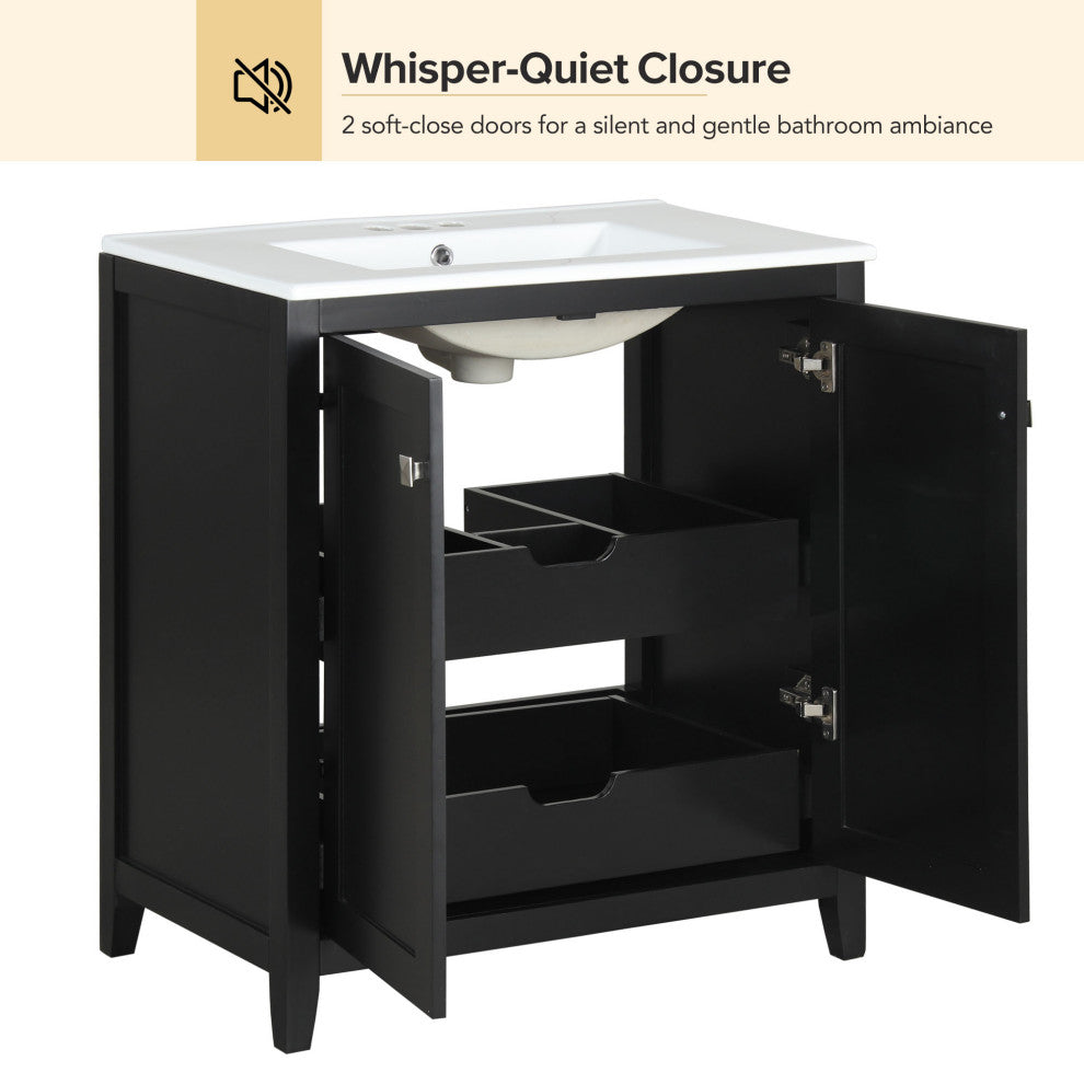 30 Inch Freestanding Bathroom Vanity with Ceramic Sink