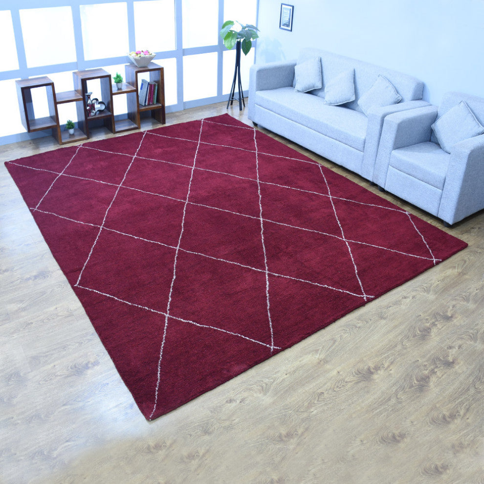 HAND KNOTTED LOOM SILK ECO-FRIENDLY AREA RUGS -8'x10',Rectangle,Red,Contemporary
