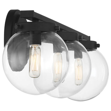 3-Light Bathroom Vanity Light, Matte Black