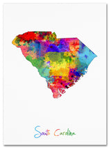 "South Carolina Map" Canvas Art by Michael Tompsett