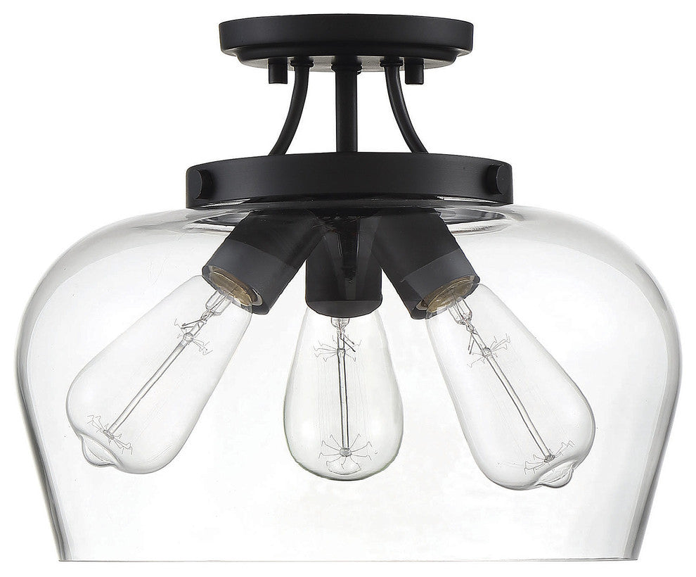 Octave 3-Light Semi-Flush Mount, Black