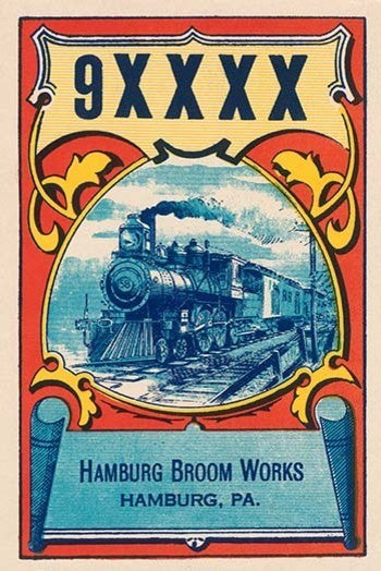9XXXX Steam Train Broom Label- Framed Paper Poster 20" x 30"