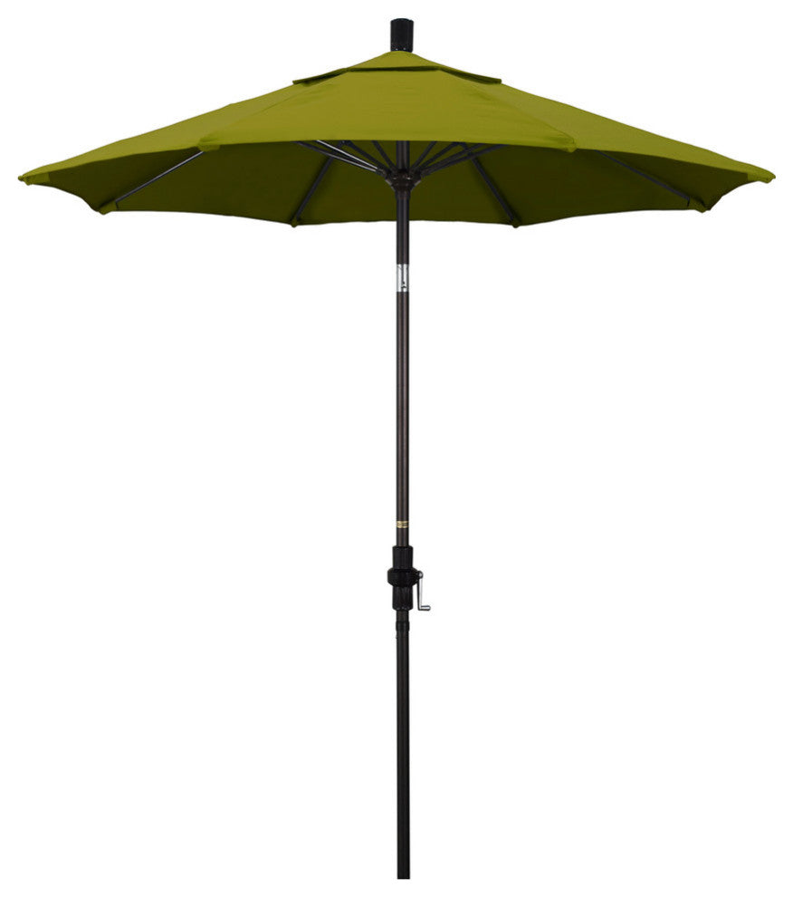 7.5' Bronze Collar Tilt Lift Fiberglass Rib Aluminum Umbrella, Pacifica, Ginkgo