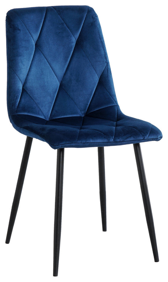 15 in.W Indoor Dining Velvet 4-Chair with Cushions and Metal Legs, Blue