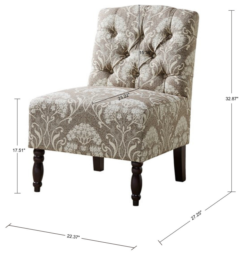 Madison Park Lola Tufted Armless Chair, Beige, Taupe