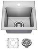 KRAUS Fairlane 15" Drop, / Top Mount 1-Bowl Stainless Steel Kitchen Sink