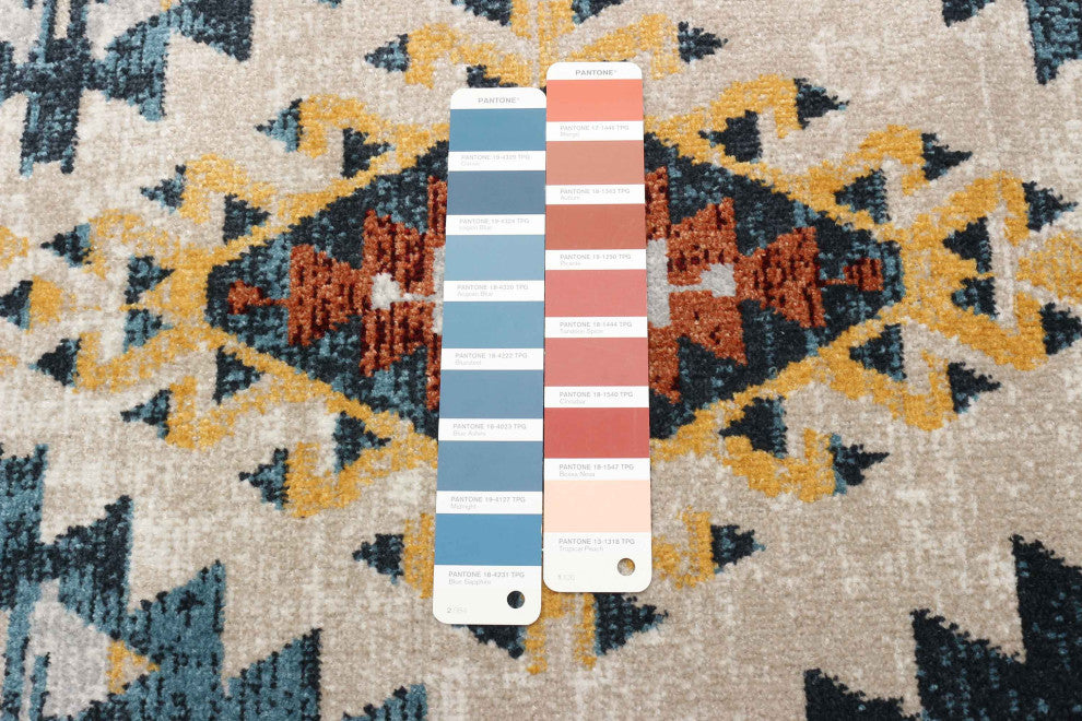 Aqua Mosaic Area Rug, Taupe/Copper, 2'6"x8'