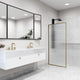 VIGO Meridian Framed Fixed, Matte Brushed Gold, Shower Screen, 34" W X 74" H, Fluted Glass
