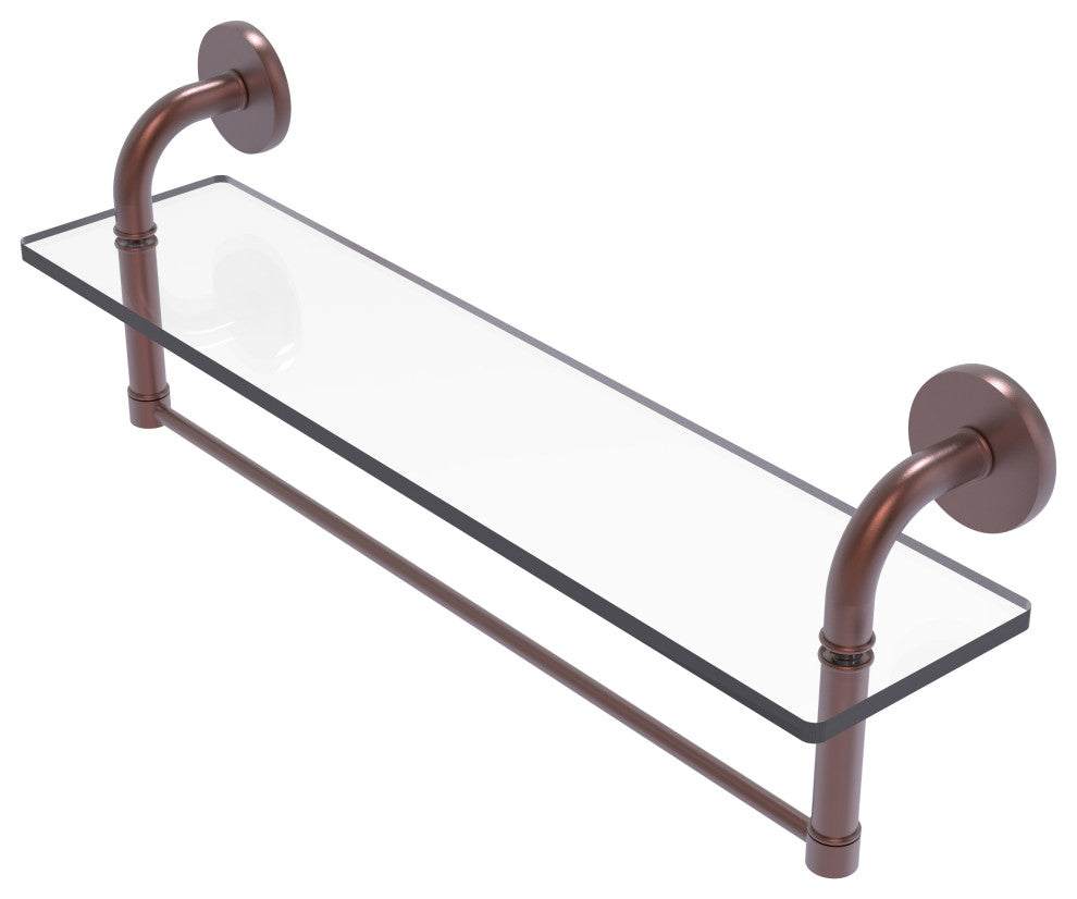 Remi 22" Glass Vanity Shelf with Towel Bar, Antique Copper