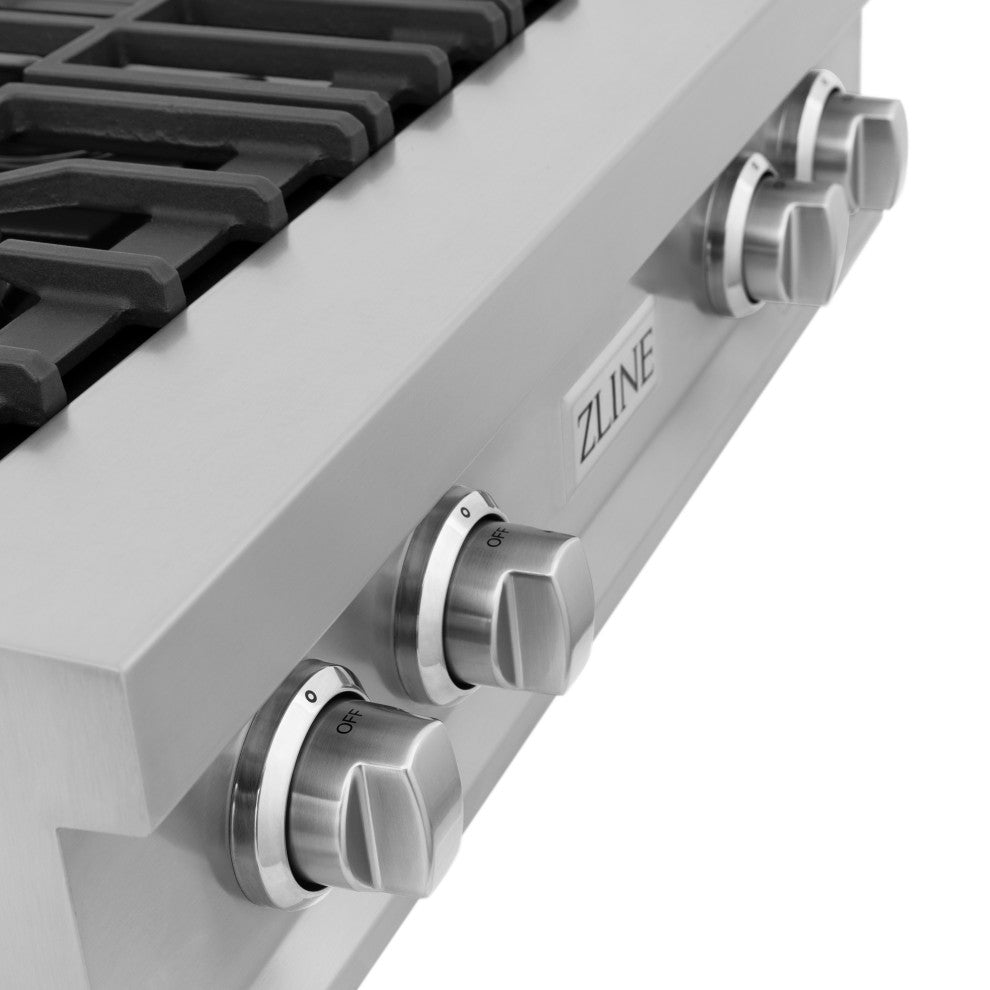 ZLINE 30" Porcelain Gas Stovetop With 4 Gas Brass Burners and Griddle